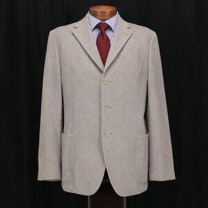 Thomas Dean Italian Made 100% Angora Light Gray Herringbone Blazer Men's 44L